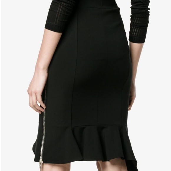 Givenchy Black Ruffle Hem Side Zipper Pencil Skirt - Picture 4 of 16